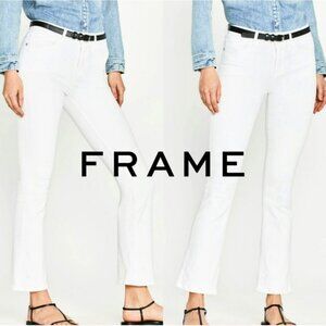 Frame Denim Le Crop Mini Boot White Jeans Size 27